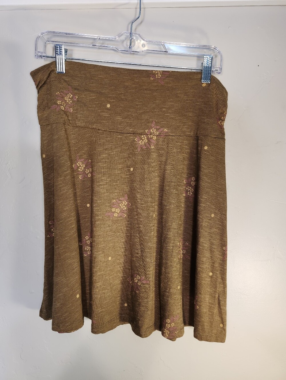 Toad&Co Brown Floral Skater Skirt with Pink Accents